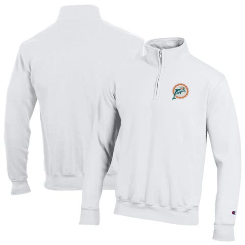 Men's Champion White Miami Dolphins Powerblend Quarter-Zip Pullover