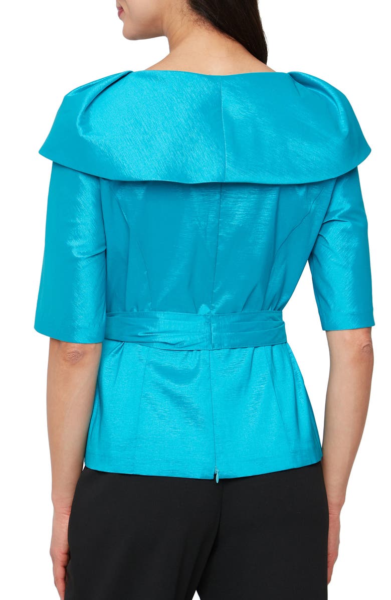 Alex Evenings Tie Side Faux Wrap Top, Alternate, color, Aqua