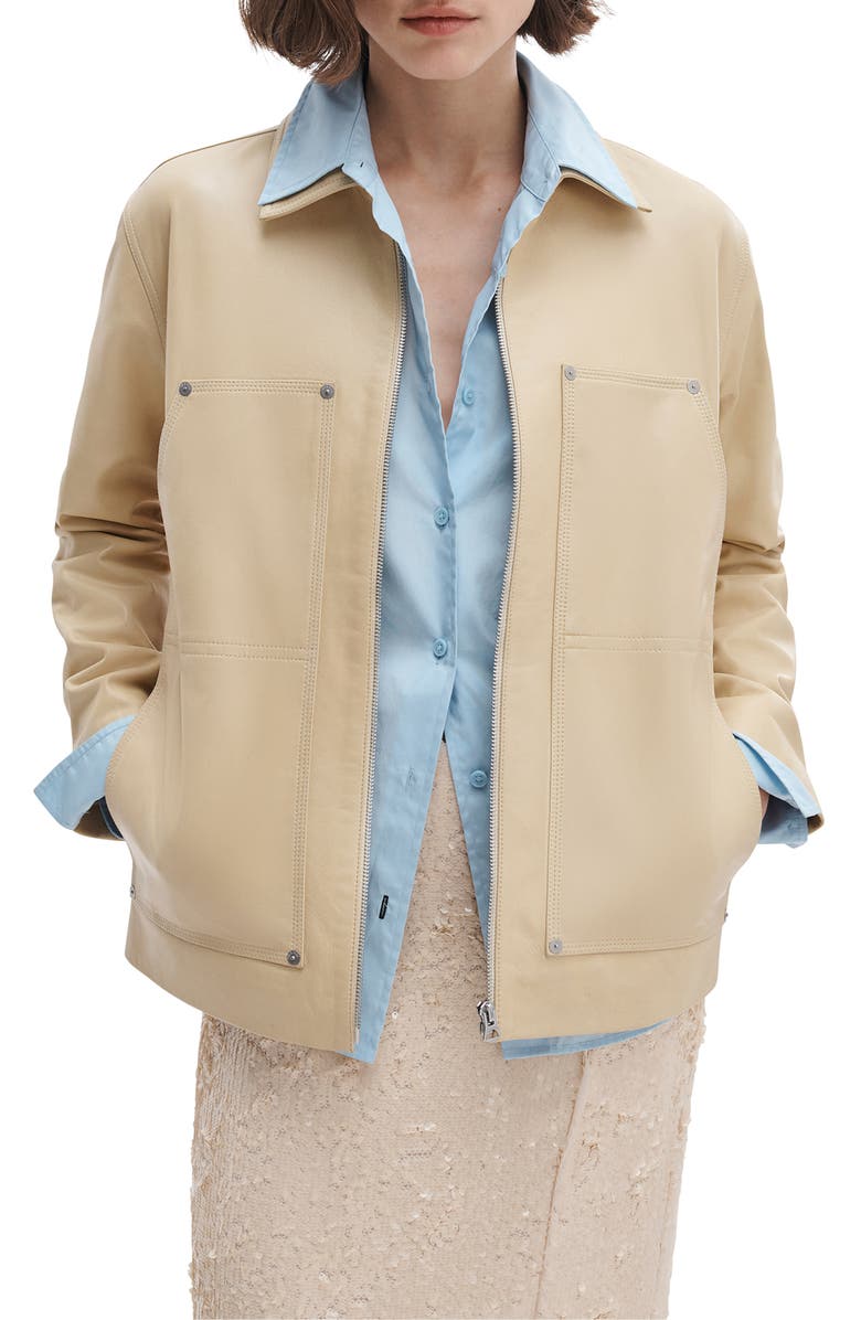 rag & bone Sid Leather Jacket, Main, color, Pale Yellow