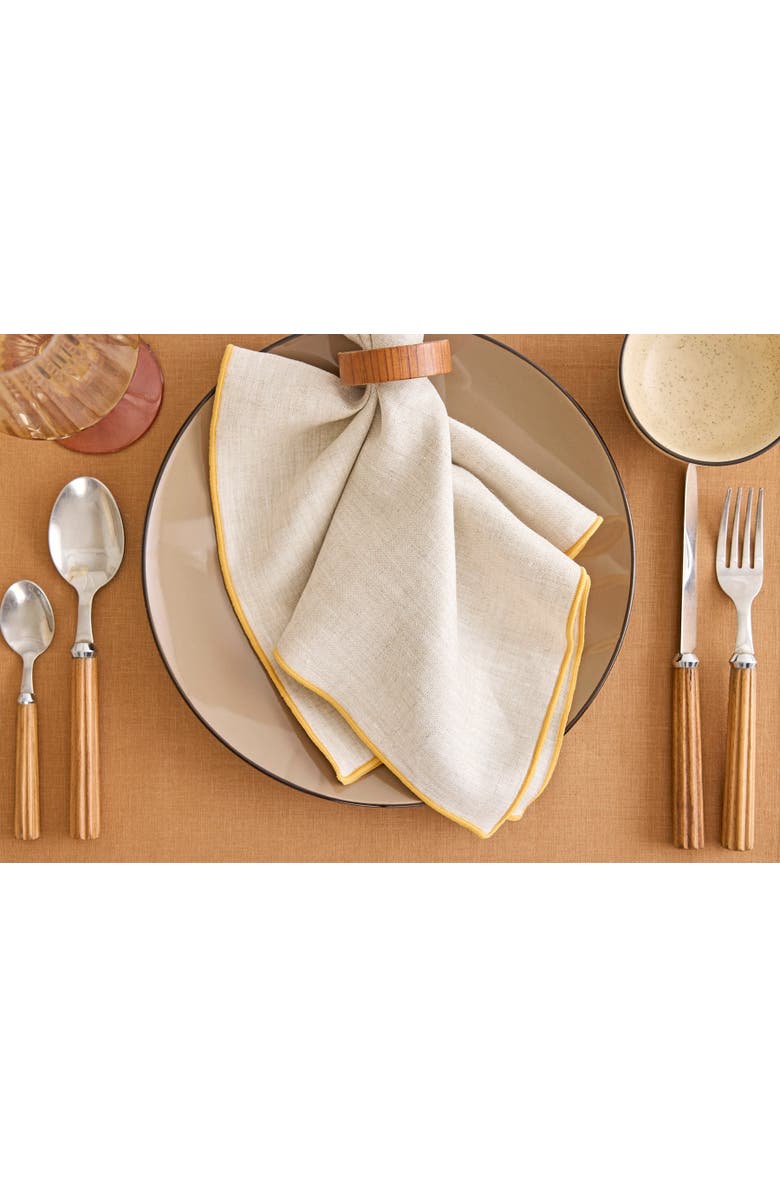 Solino Home Linen Dinner Napkins - Bianca Merrow Stitch, 20" x 20", Alternate, color, Light Natural