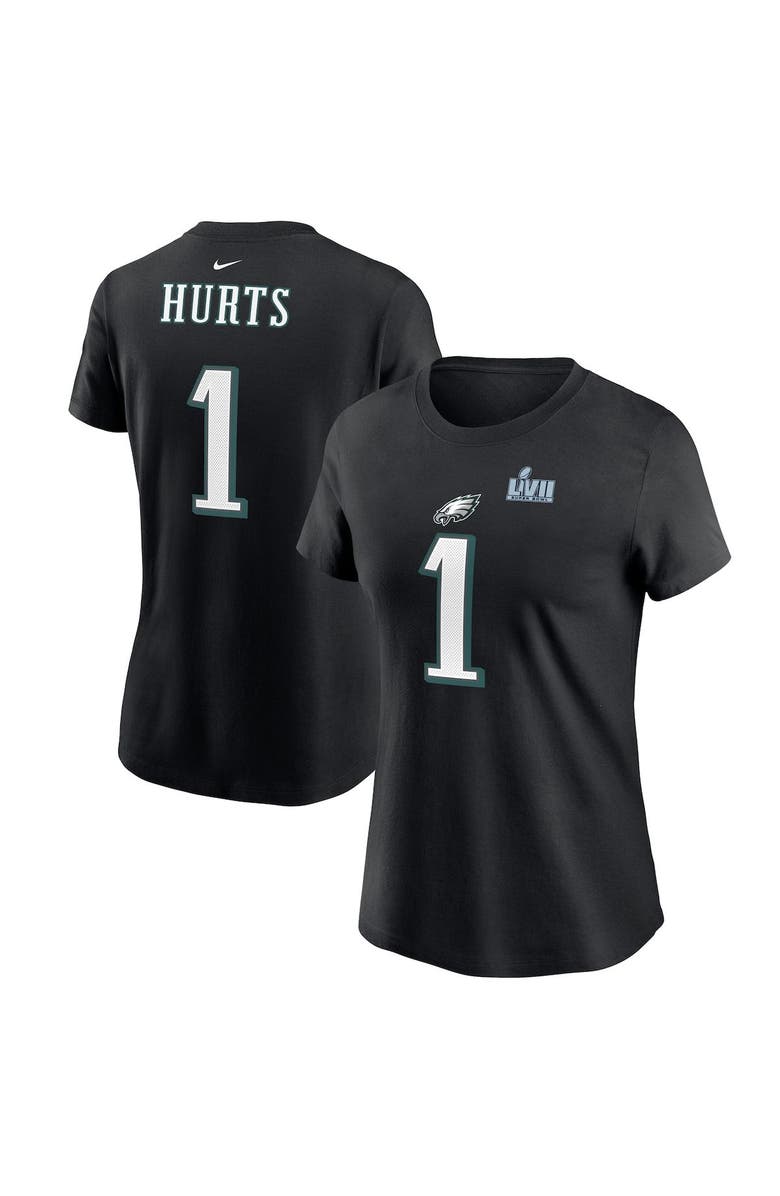 Nike Women's Nike Jalen Hurts Black Philadelphia Eagles Super Bowl LVII Name & Number T-Shirt, Main, color, 