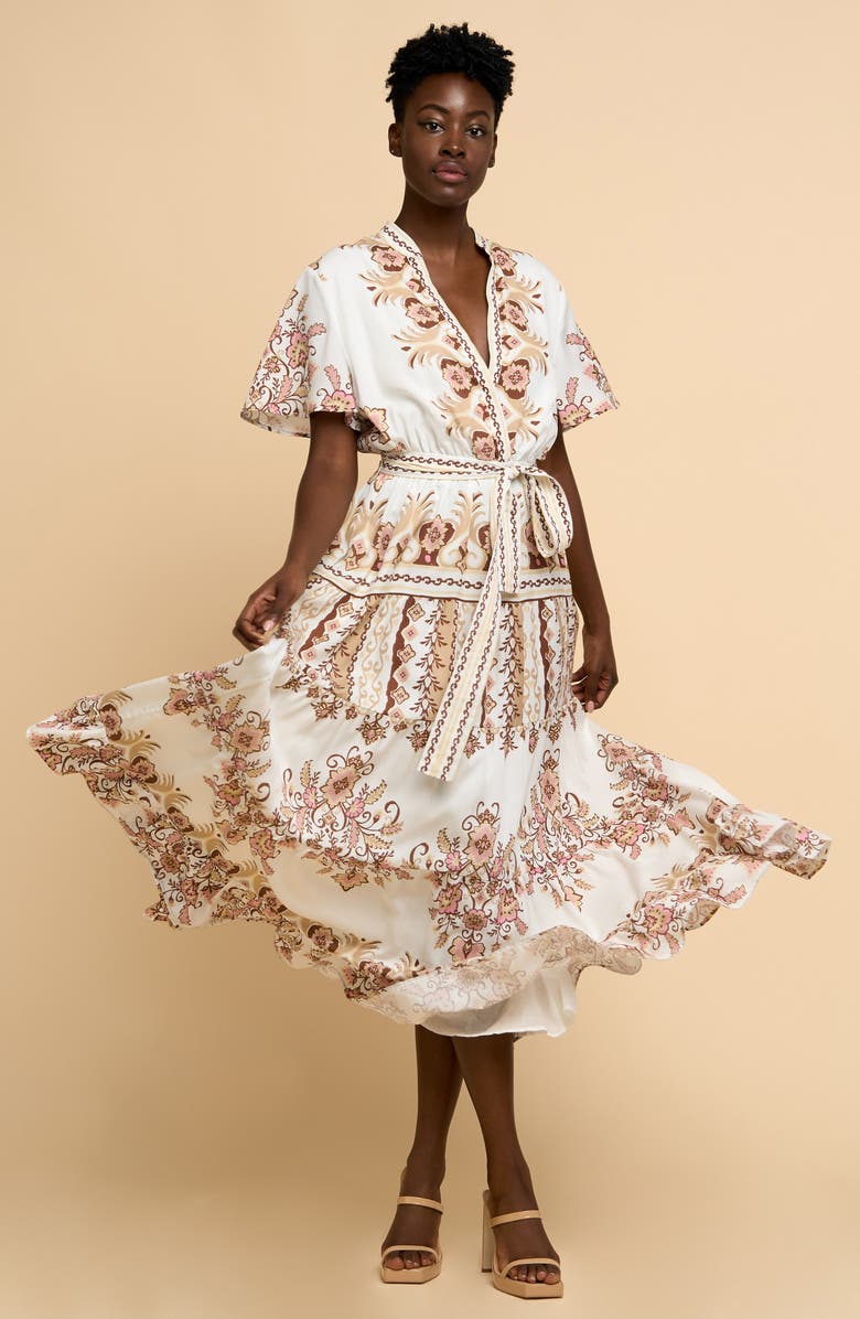 Thessa Floral Print Tie Waist Maxi Dress