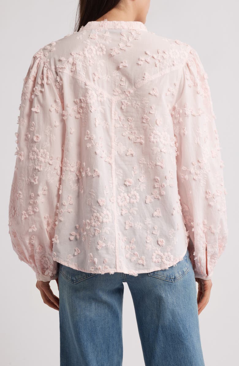 & Other Stories Floral Embroidery Puff Sleeve Shirt, Alternate, color, Pink Dusty Light