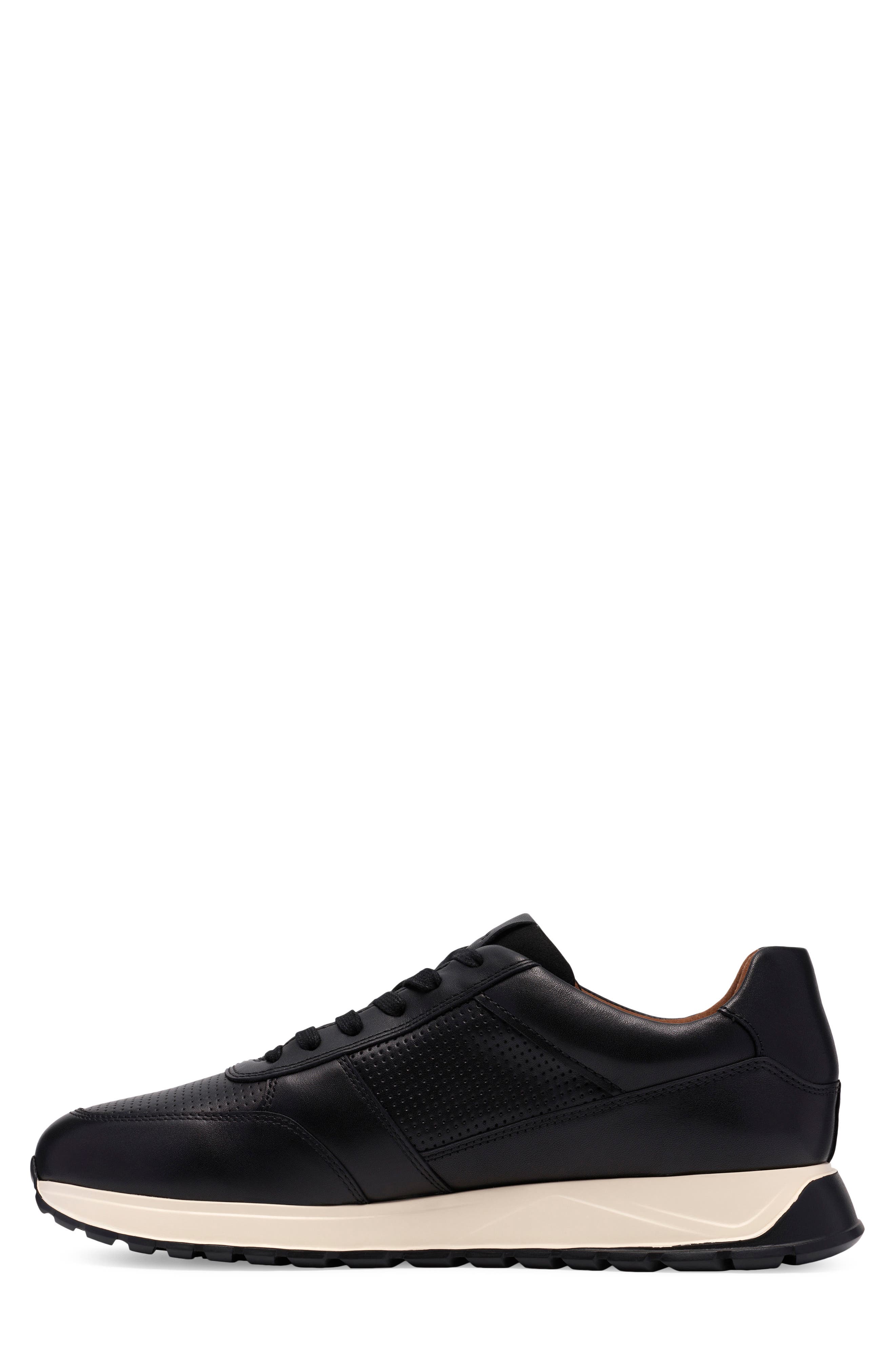 Clarks<sup>®</sup> Radwell Lace-Up Leather Sneaker, Alternate, color, Black Leather