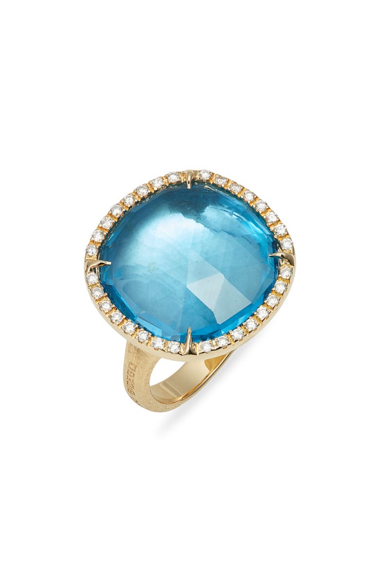 Marco Bicego Jaipur Color Blue Topaz & Diamond Pavé Ring, Main, color,