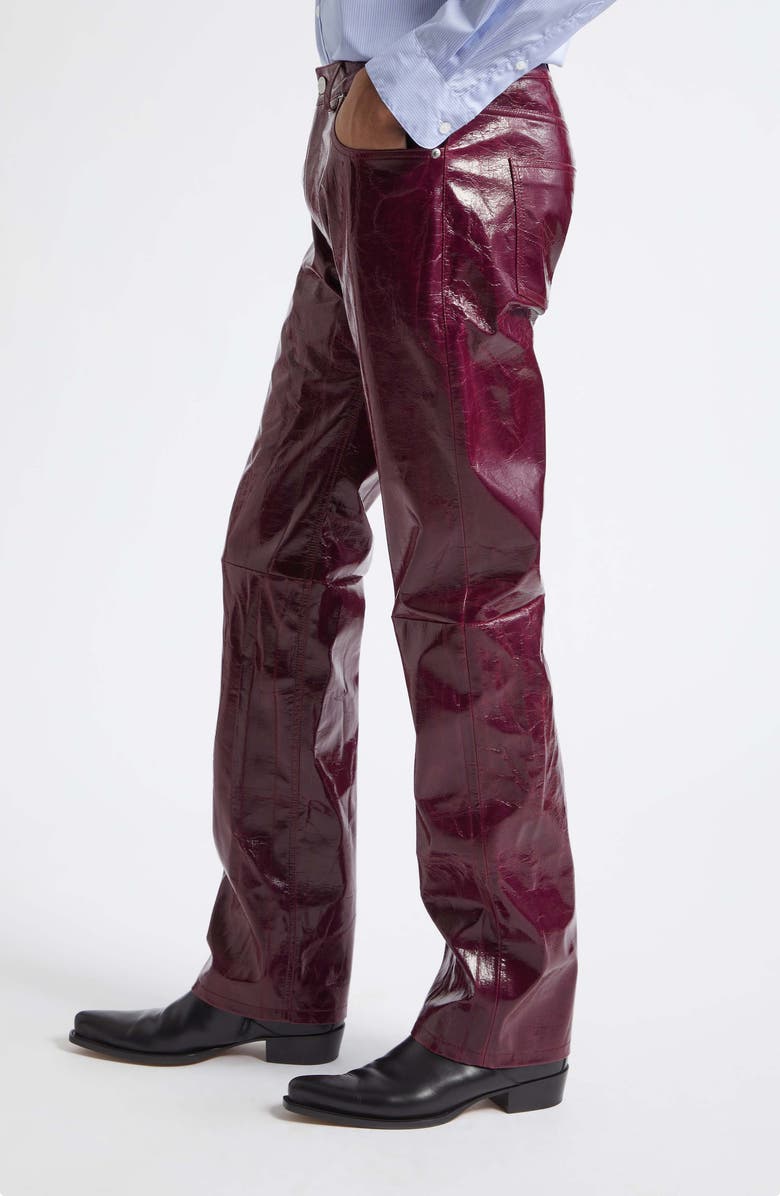 Martine Rose Low Rise Crinkled Faux Leather Straight Leg Pants, Alternate, color, Purple