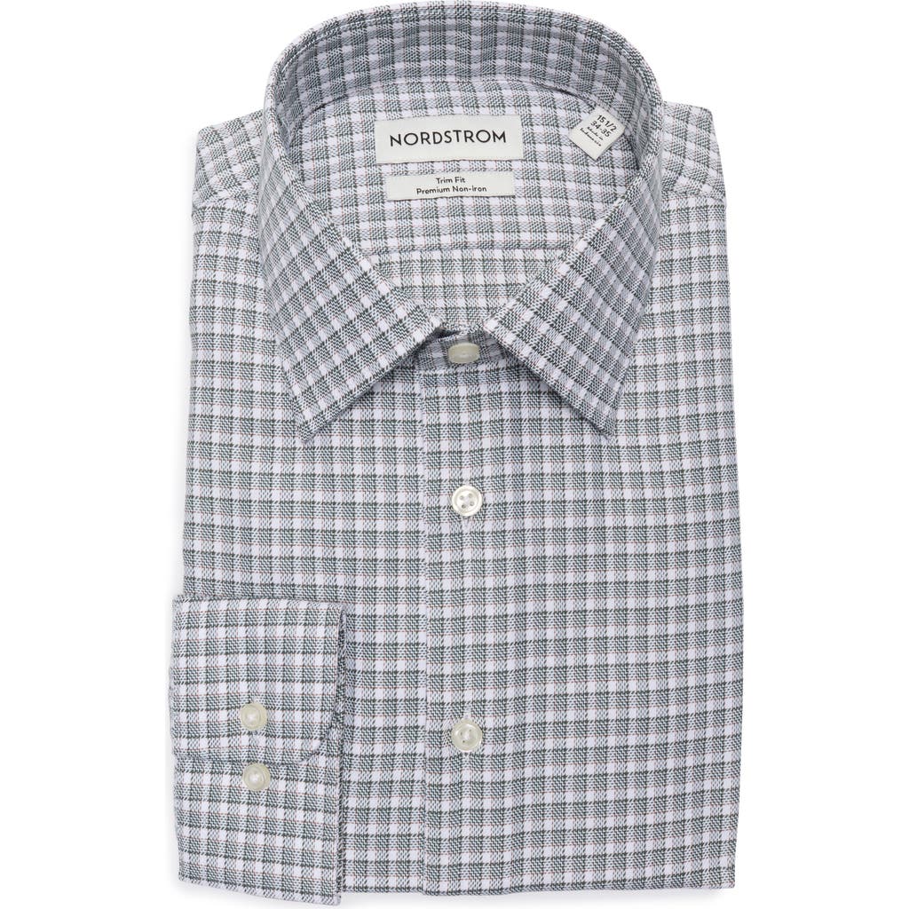 Nordstrom Trim Fit Check Premium Non Iron Cotton Button-up Shirt In Multi