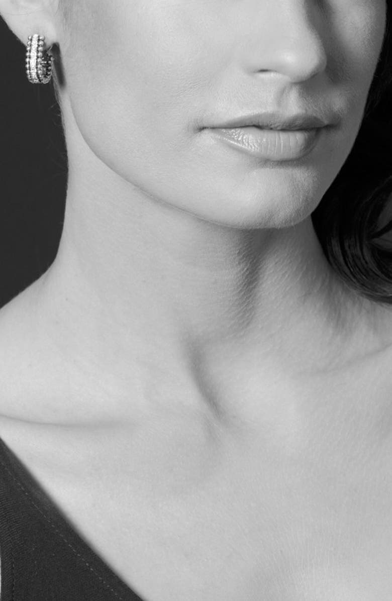 LAGOS Caviar Spark Diamond Oval Hoop Earrings, Alternate, color, Silver/ Diamond