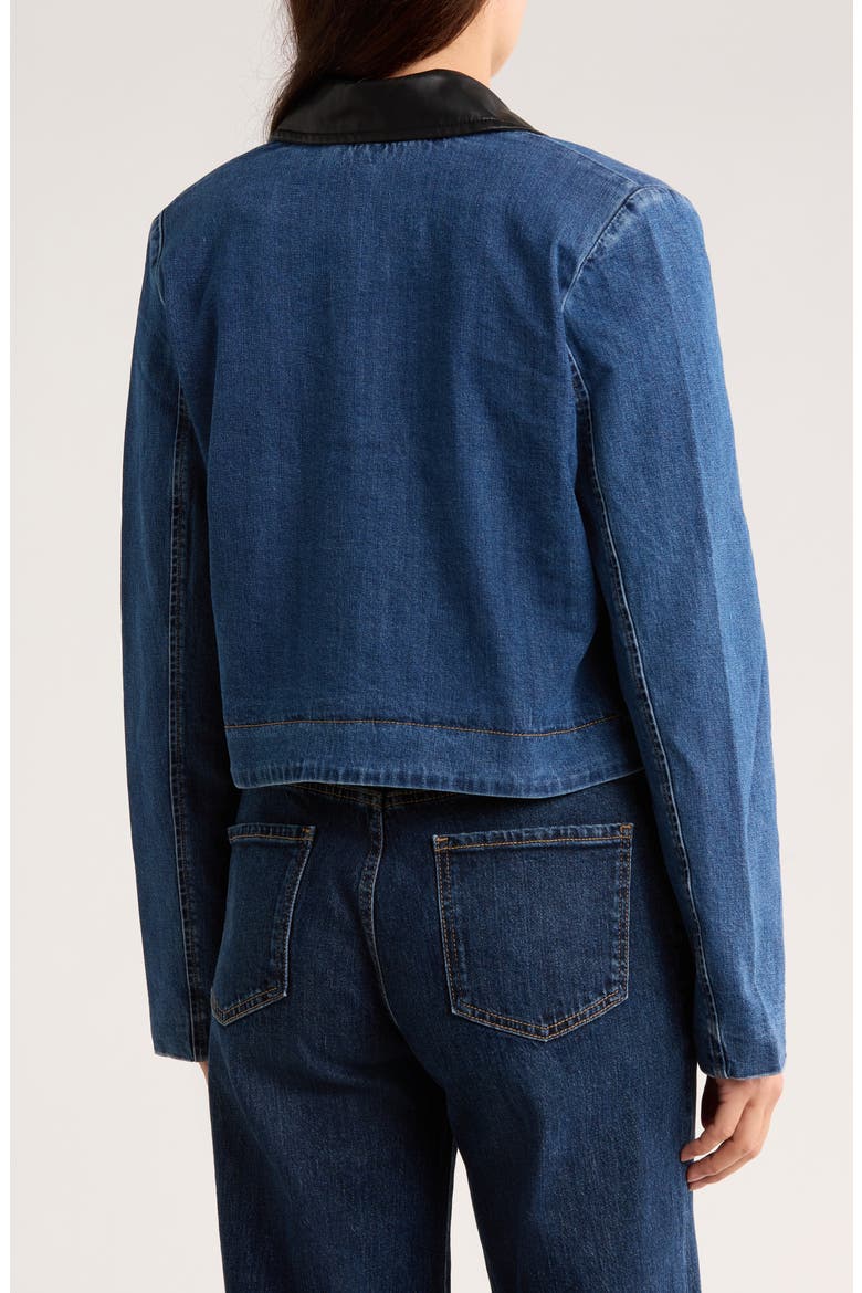 Faux Leather Trim Denim Jacket (Women) | Nordstromrack
