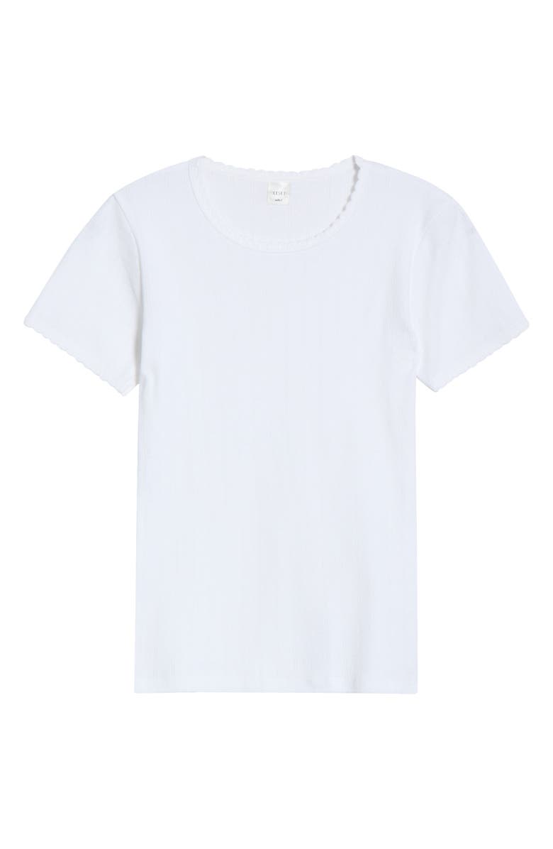 LESET Cotton Pointelle Slim Fit T-Shirt, Main, color, White