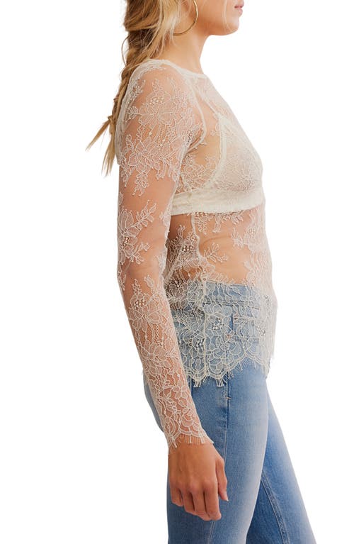 Free People Long Last Lace Layering Top In White