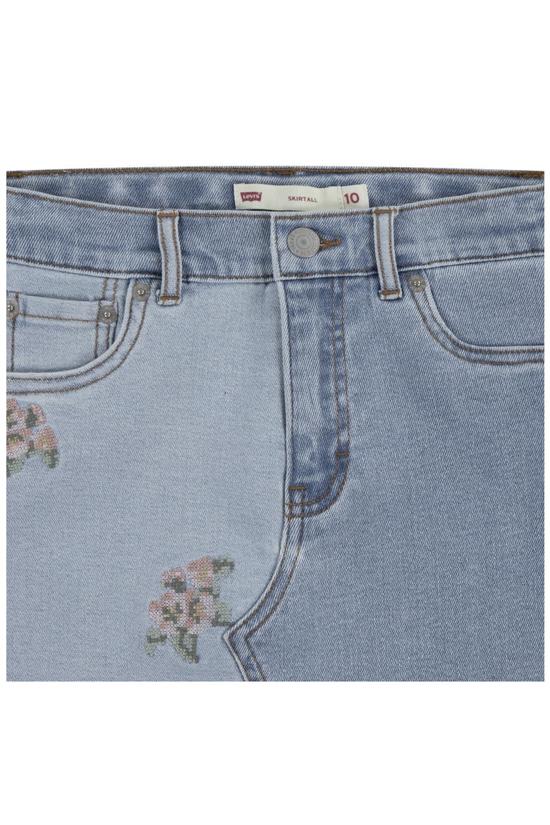 Kids' Embroidered Mash Up Denim Miniskirt, Alternate, color, FULLY BAKED