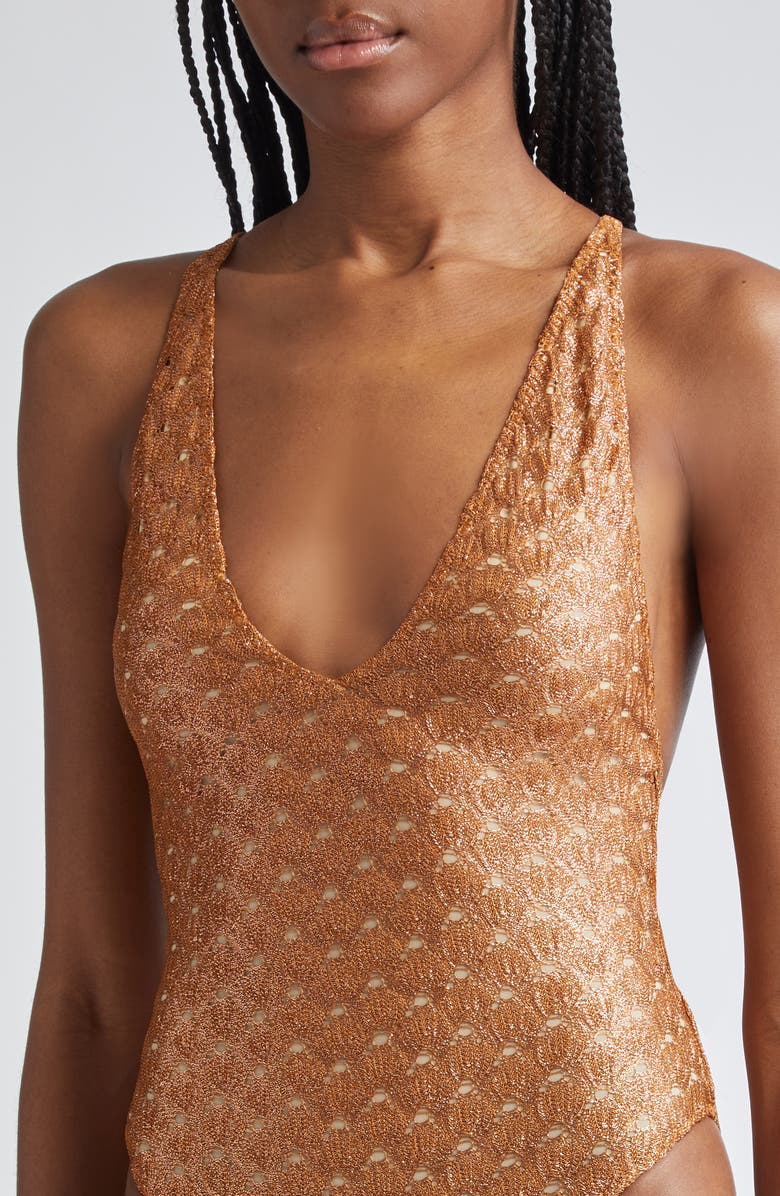 Missoni Plunge Neck Lace One-Piece Swimsuit, Alternate, color,