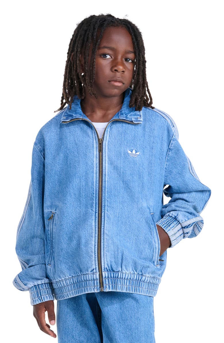 adidas Originals Kids' Firebird Denim Jacket, Alternate, color, Medium Wash