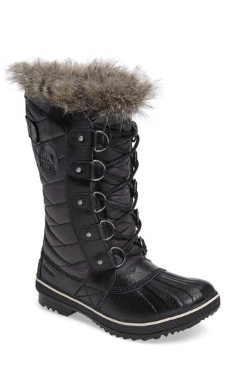 Sorel 'tofino Ii' Faux Fur Lined Waterproof Boot In Black Stone