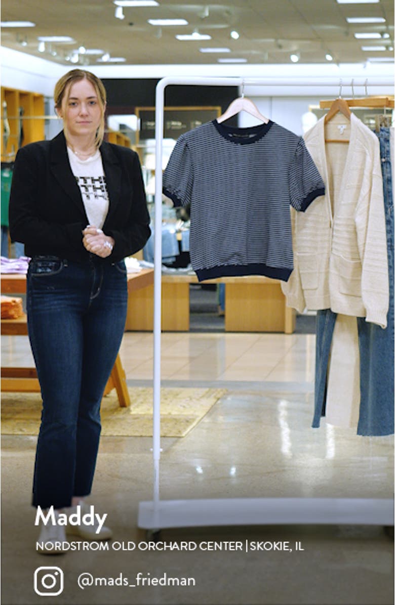 Stripe Puff Sleeve French Terry Top, sales video thumbnail