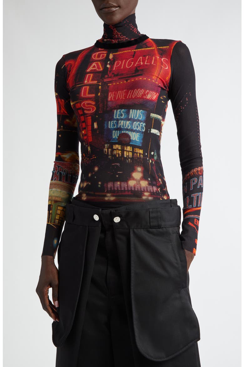 Red Pigalle Print Long Sleeve Mesh T-Shirt, Alternate, color, BLACK/ RED/ ORANGE/ BLUE