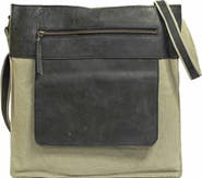 VINTAGE ADDICTION Canvas Leather Trim Crossbody Bag
