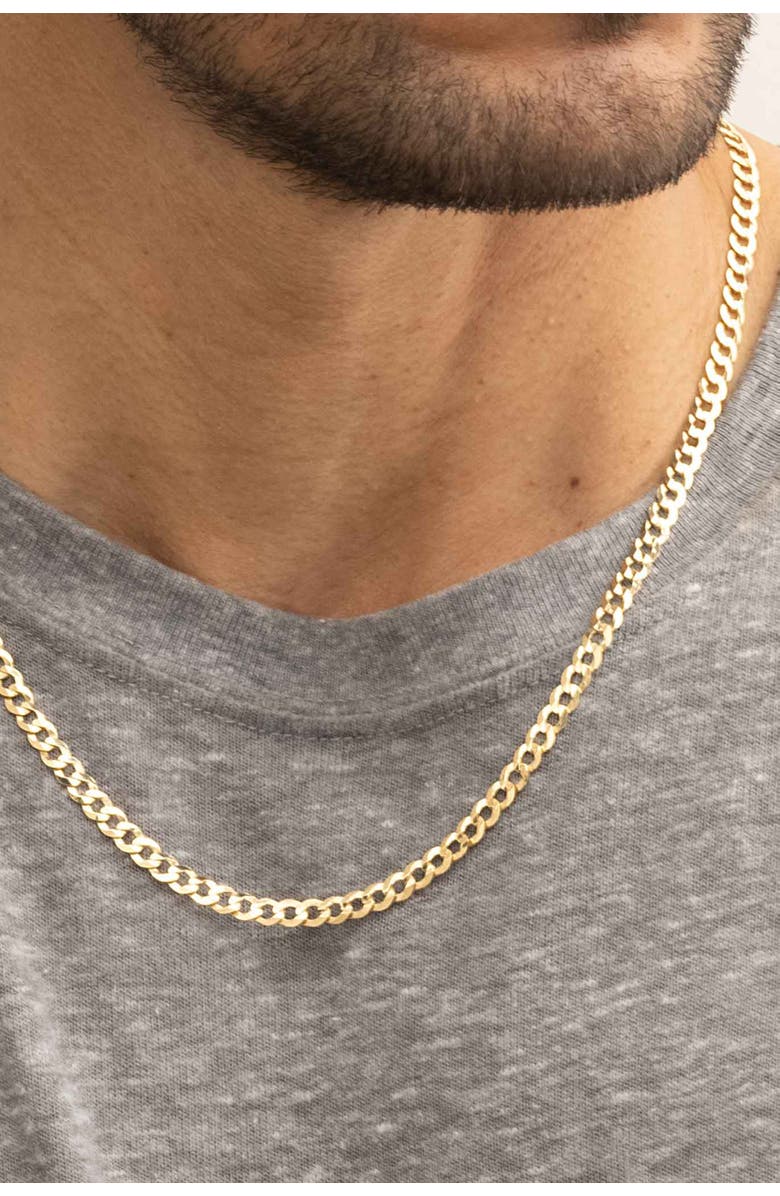 Oradina Men's Carmine Curb Bold Chain in 10K Gold, Alternate, color, 