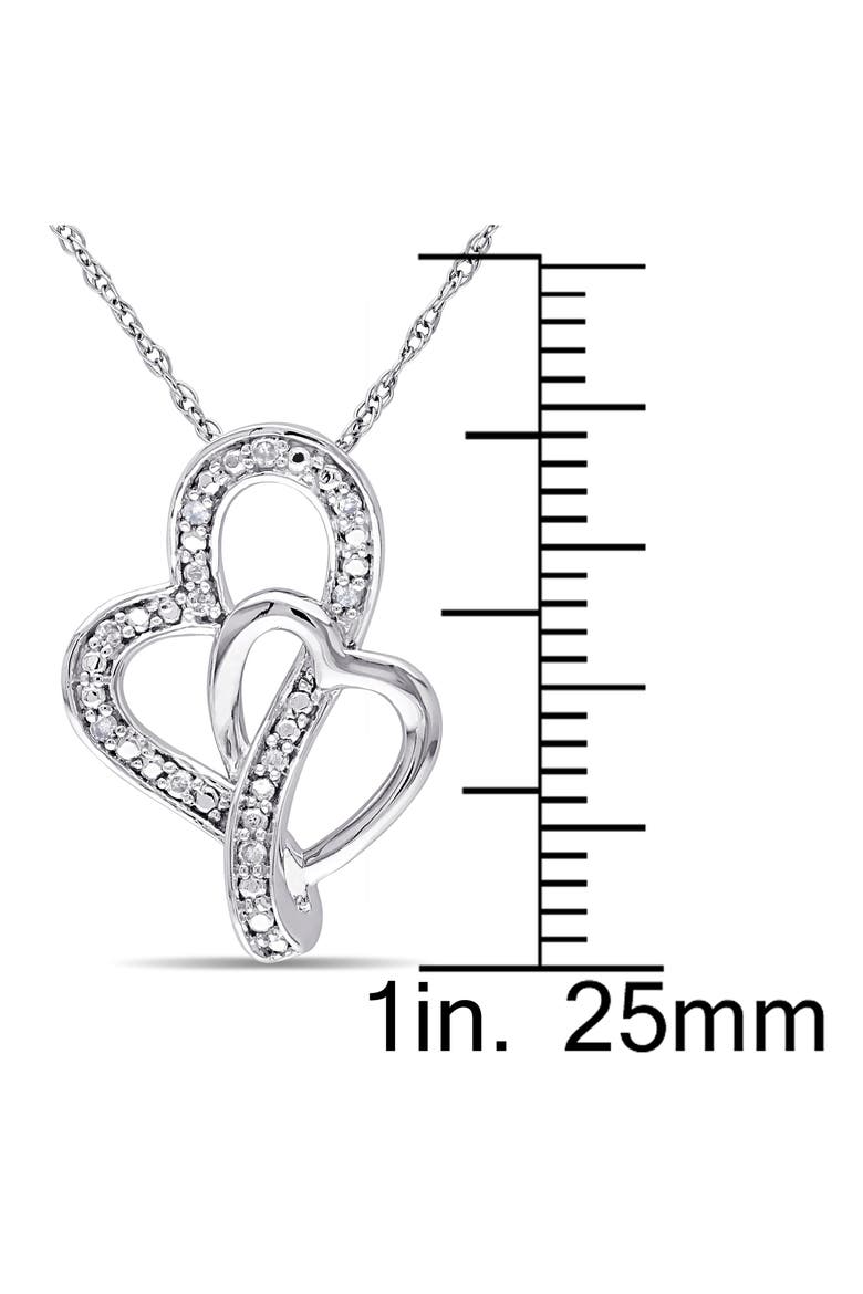 Diamond Interlocked Heart Pendant Necklace - 0.05ct., Alternate, color, SILVER