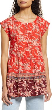 beachlunchlounge Jessa Border Print Cotton Top