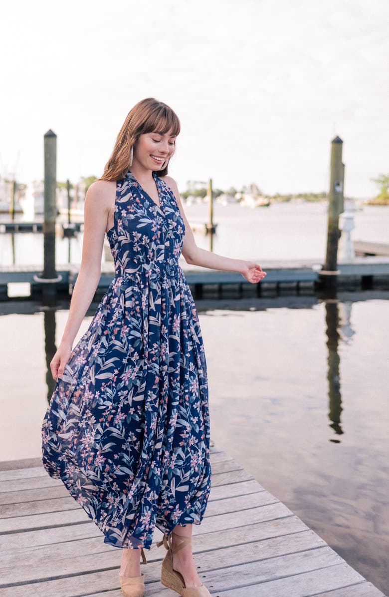 Gal Meets Glam Collection Floral Halter Neck Maxi Dress, Alternate, color, 