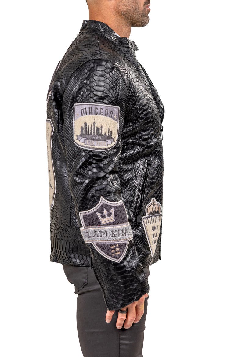 Marthyr Python Embossed Faux Leather Jacket, Alternate, color, BLACK