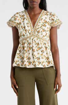 MAX STUDIO Cap Sleeve Peplum Top