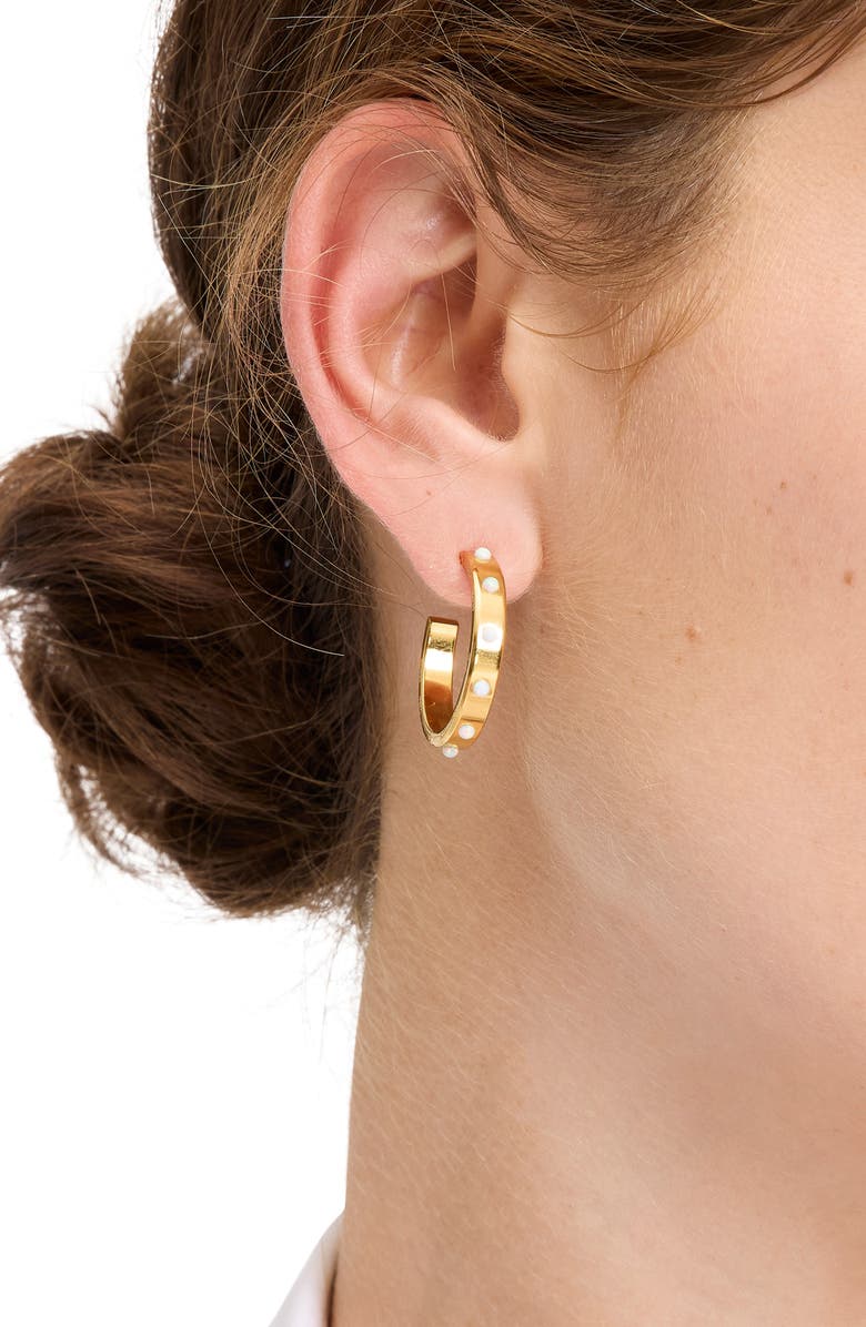 Kate Spade New York large faux opal hoop earrings, Alternate, color, Opal