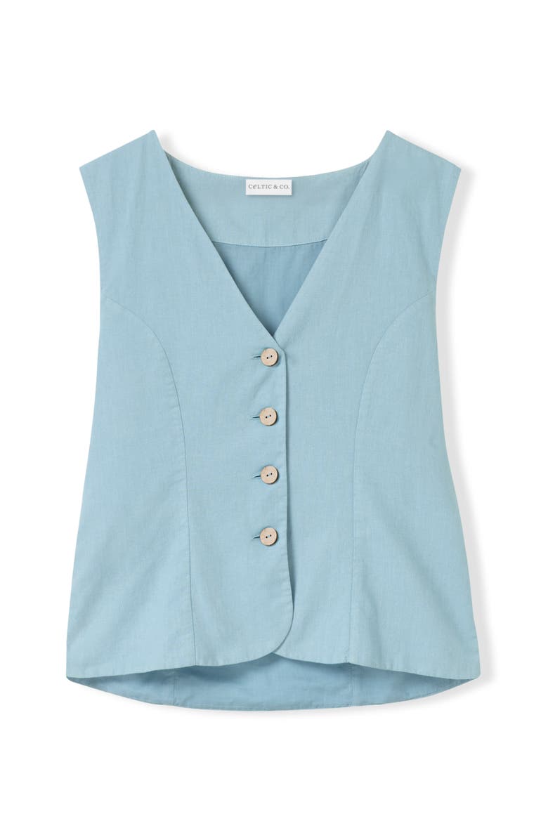 Celtic & Co. Linen Blend Tailored Waistcoat, Alternate, color, Chalk Blue