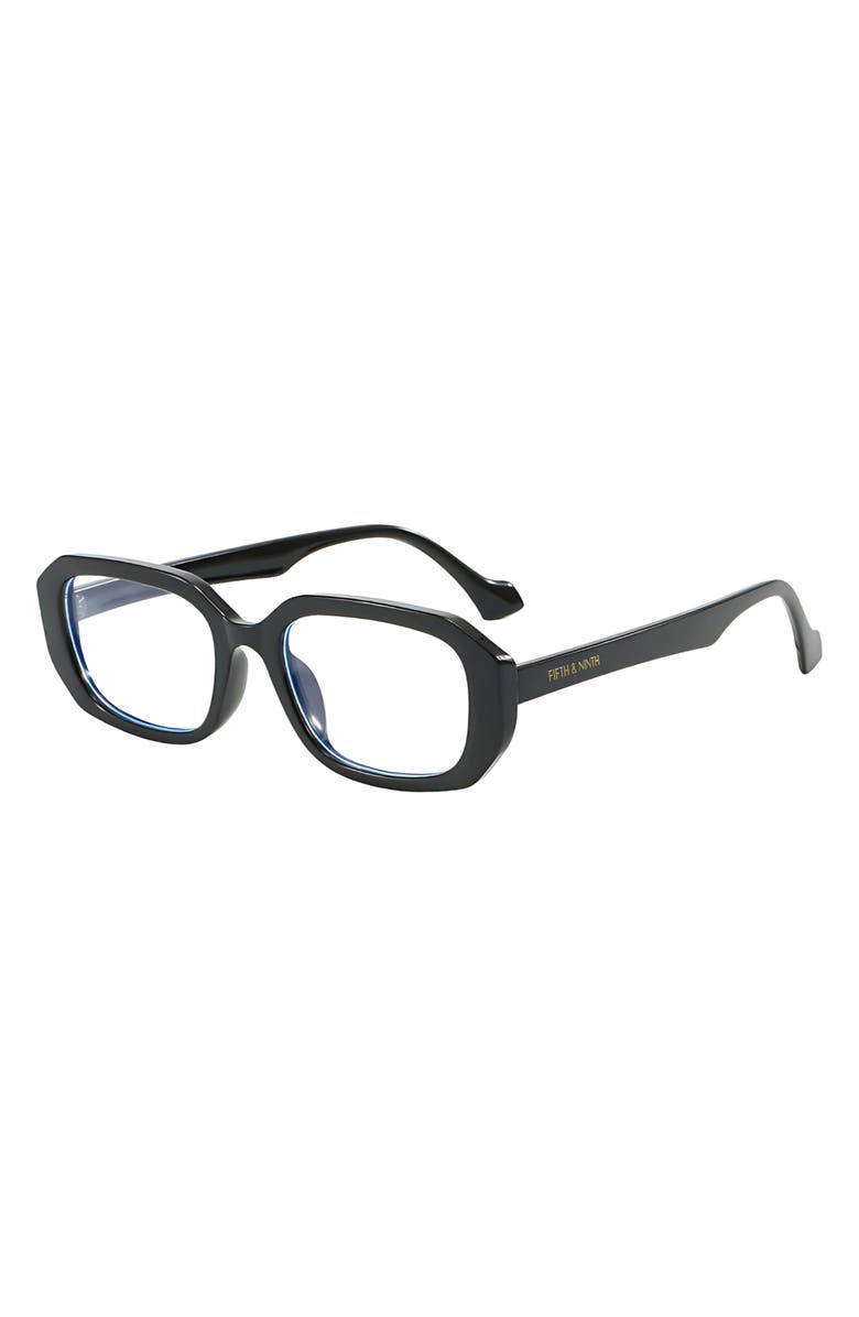 Fifth & Ninth Talon 52mm Square Blue Light Blocking Glasses, Alternate, color, Black / Clear