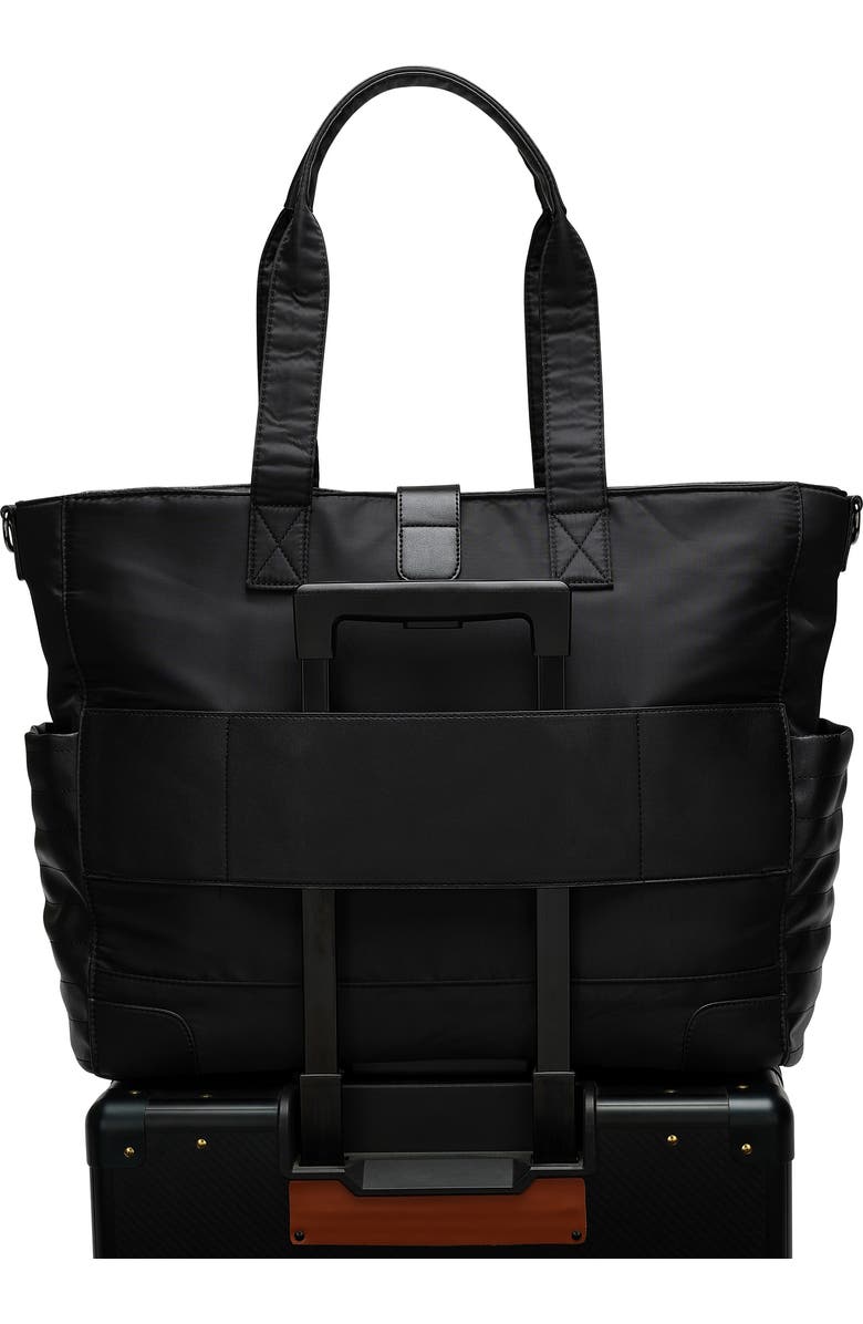 ELLE Voyage 25L Twill and Vegan Leather Weekender Duffel Bag, Alternate, color, Black