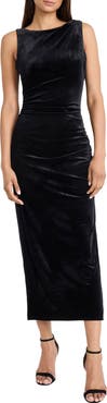 DONNA MORGAN FOR MAGGY Sleeveless Side Slit Velvet Midi Dress