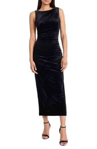 DONNA MORGAN FOR MAGGY Sleeveless Side Slit Velvet Midi Dress
