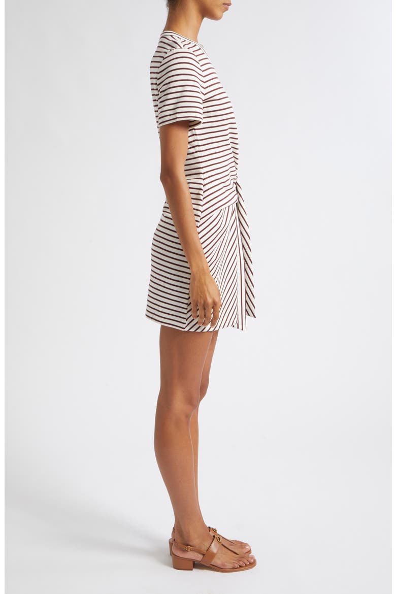 Elvaris Stripe Short Sleeve Minidress, Alternate, color, DOVE RAISIN