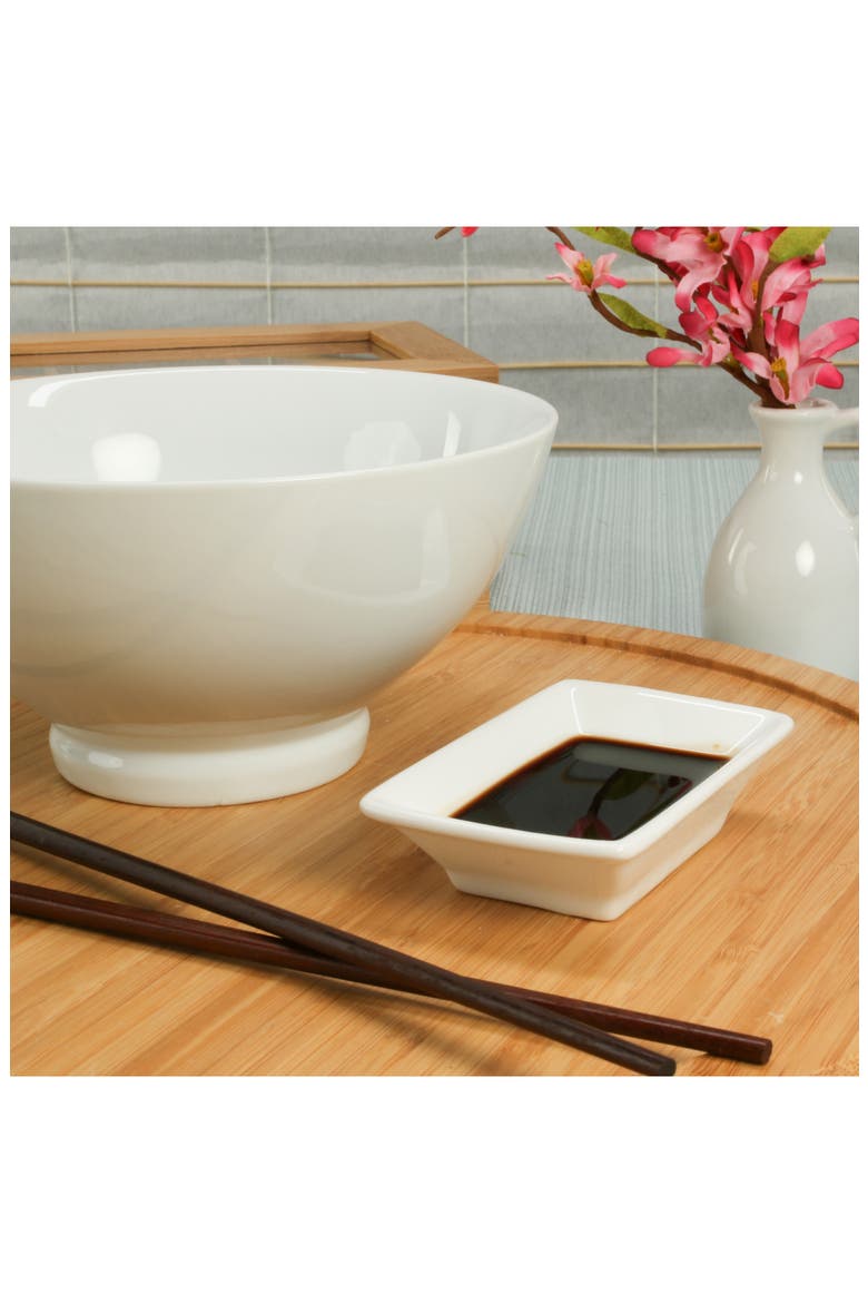Set of 4 Rectangular Soy Sauce Dishes, Alternate, color, WHITE