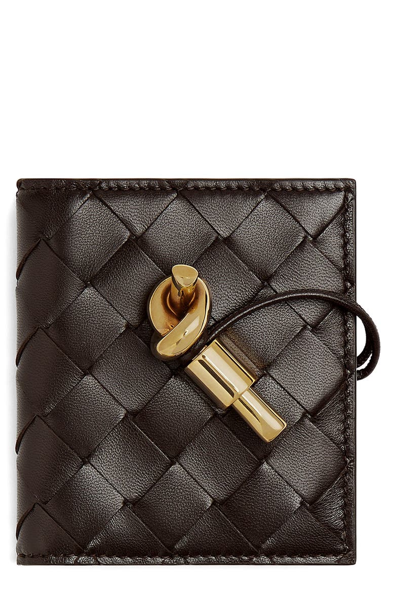 Intrecciato Slim Leather Bifold Wallet, Main, color, 2190 FONDANT-M BRASS