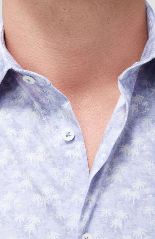 Bugatchi Miles Ooohcotton® Palm Tree Print Short Sleeve Button-up Shirt In Lilac