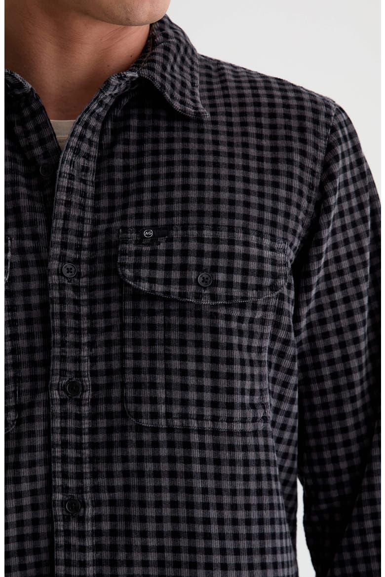 Miller CPO Check Cotton Corduroy Button-Up Shirt, Alternate, color, EVENING SMOKE/BLACK CHECK