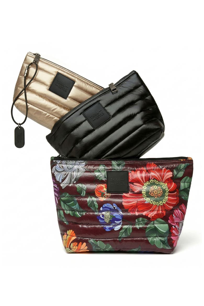 Travel Trio Set of 3 Pouches, Alternate, color, BLACK FLORAL MULTI