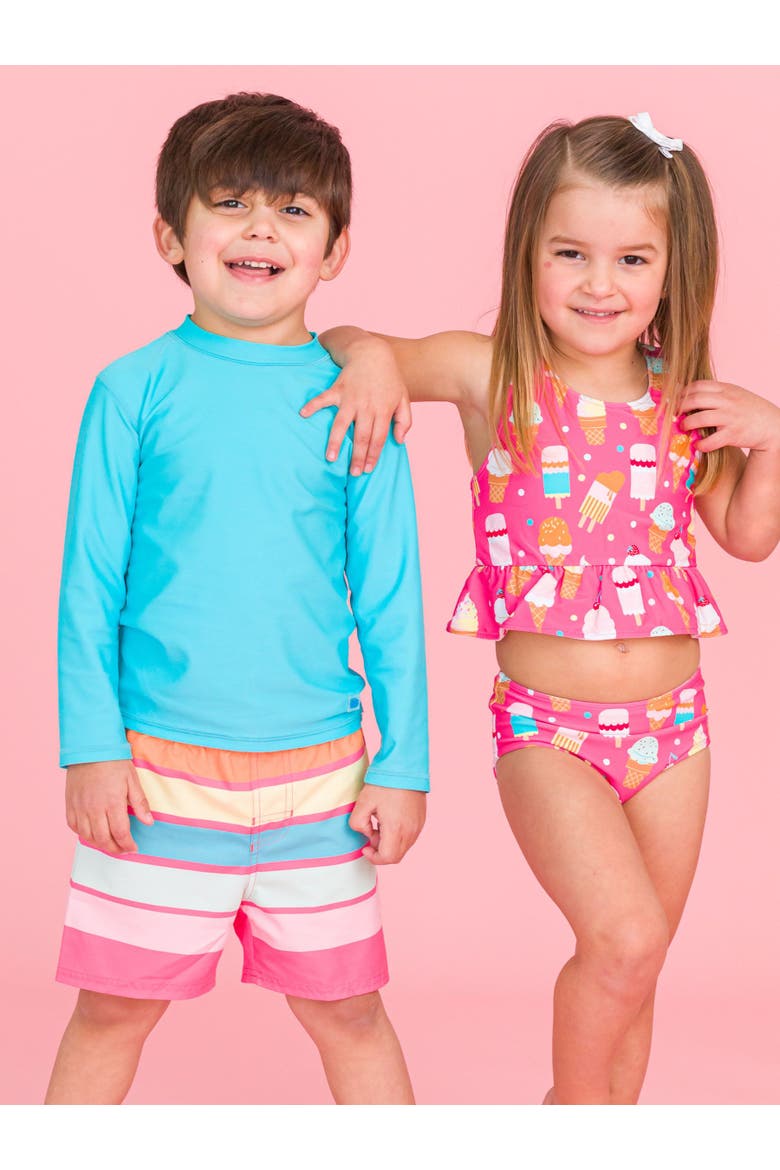 Boys UPF50+ Swim Trunks, Alternate, color, Ice Cream Stripe