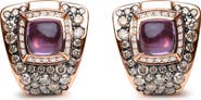 Haus of Brilliance 18K Gold 1 1/2 Cttw Diamond & Amethyst Gemstone Geometrical Stud Earrings