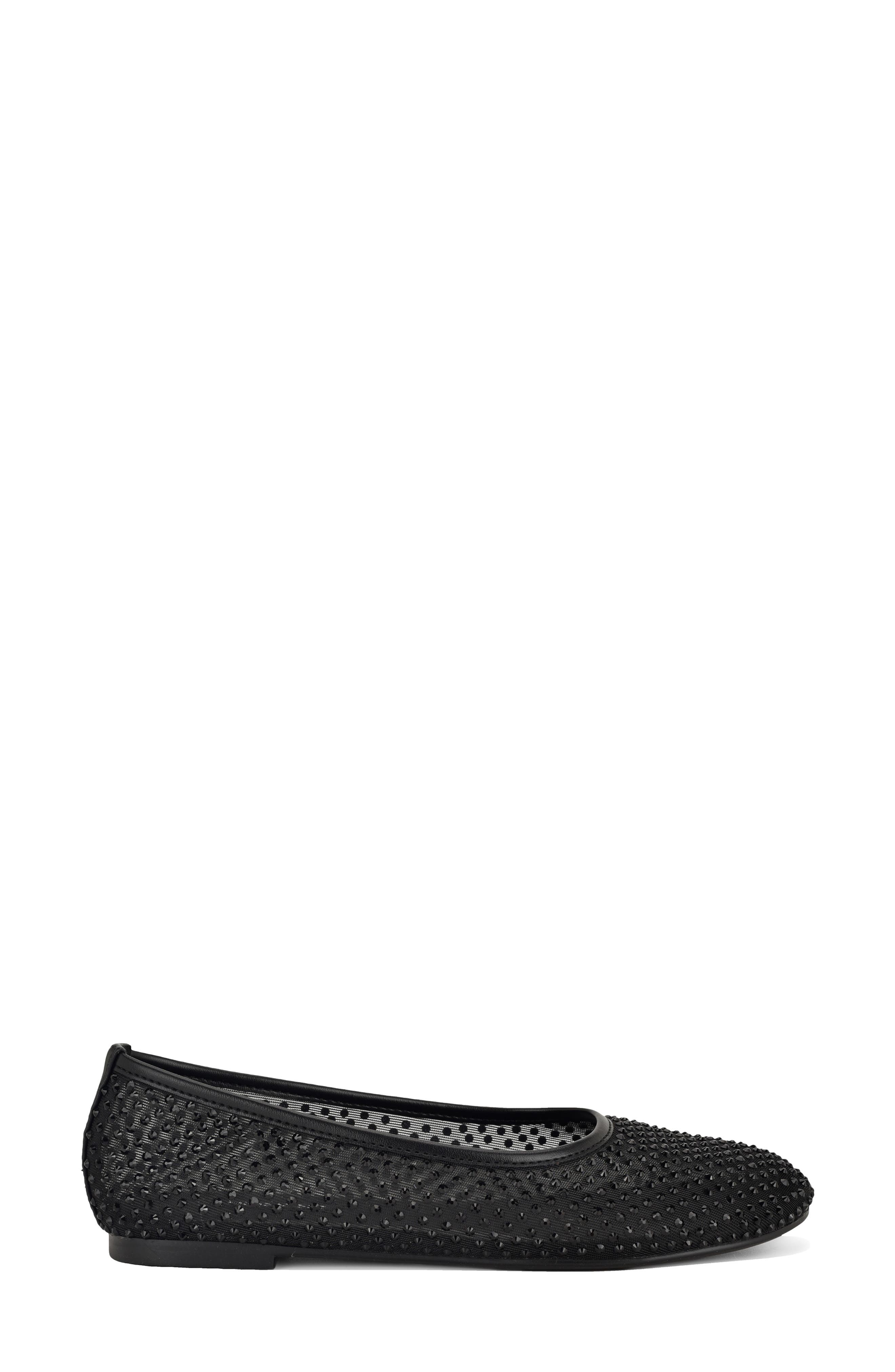 Nine West Burnne Studded Mesh Flat, Alternate, color, Black