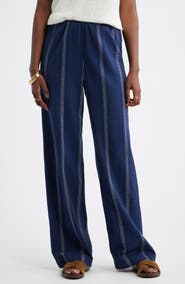 Caslon® Cotton Blend Dobby Pull-On Pants