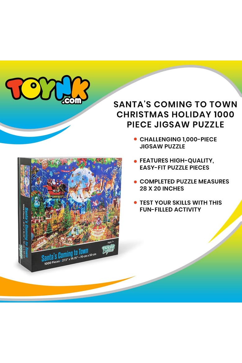 Santa's Coming to Town Christmas Holiday 1000 Piece Jigsaw Puzzle, Alternate, color, Multi-Color