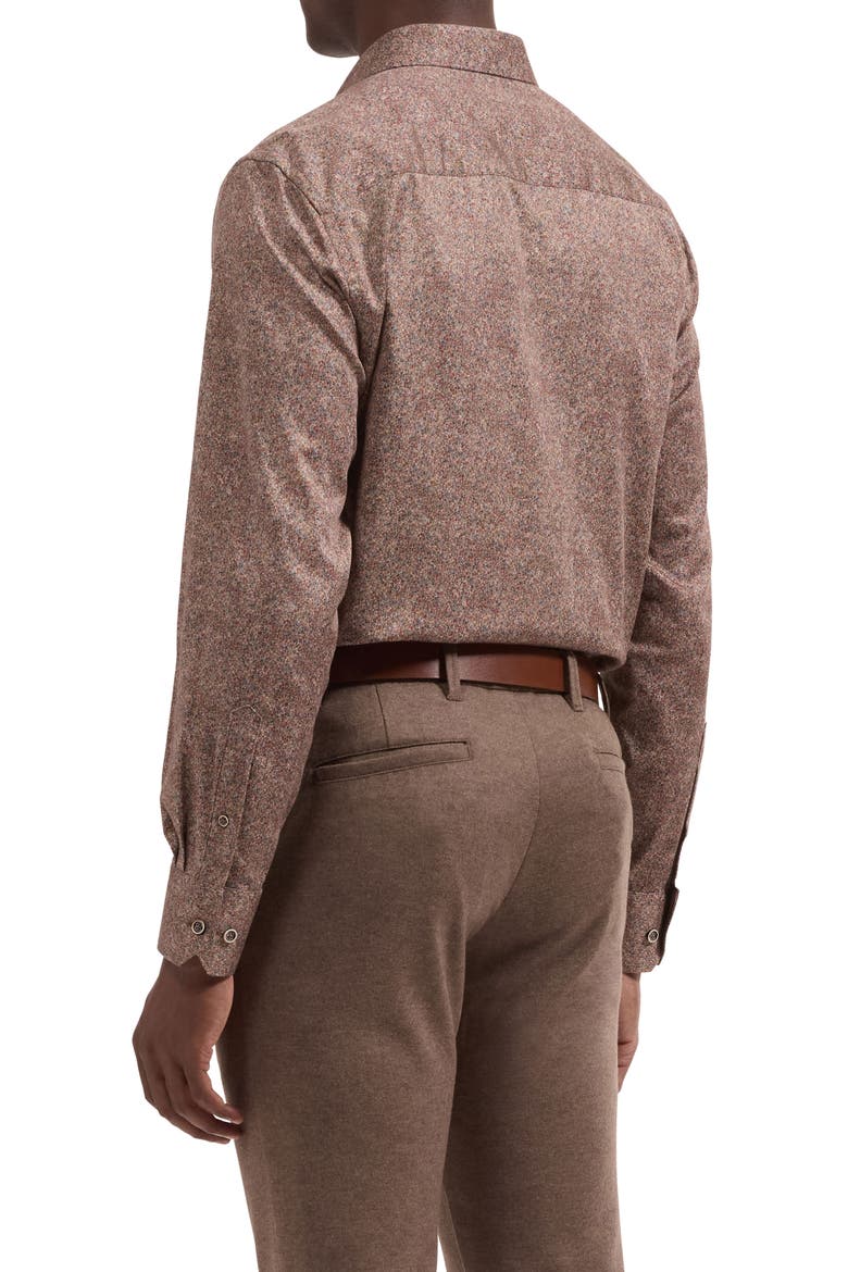 Julian Shaped Fit Long Sleeve Floral Button-Up Shirt, Alternate, color, SIENNA