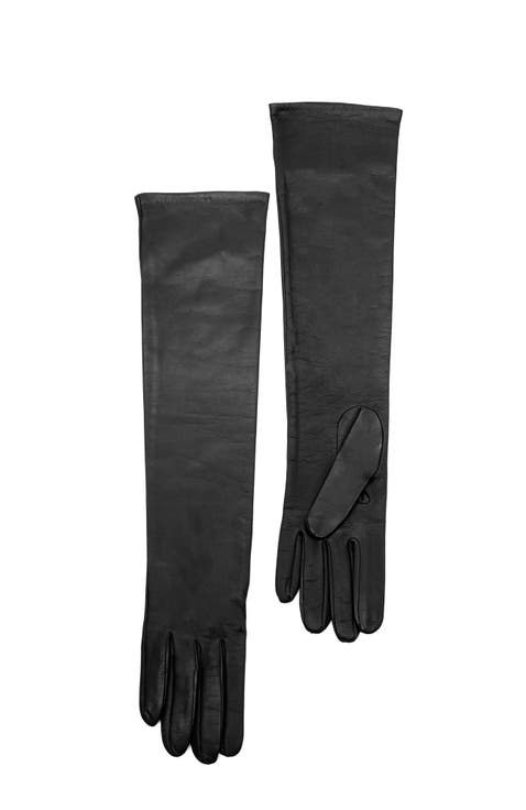 Made in Italy long leather gloves with cashmere lining