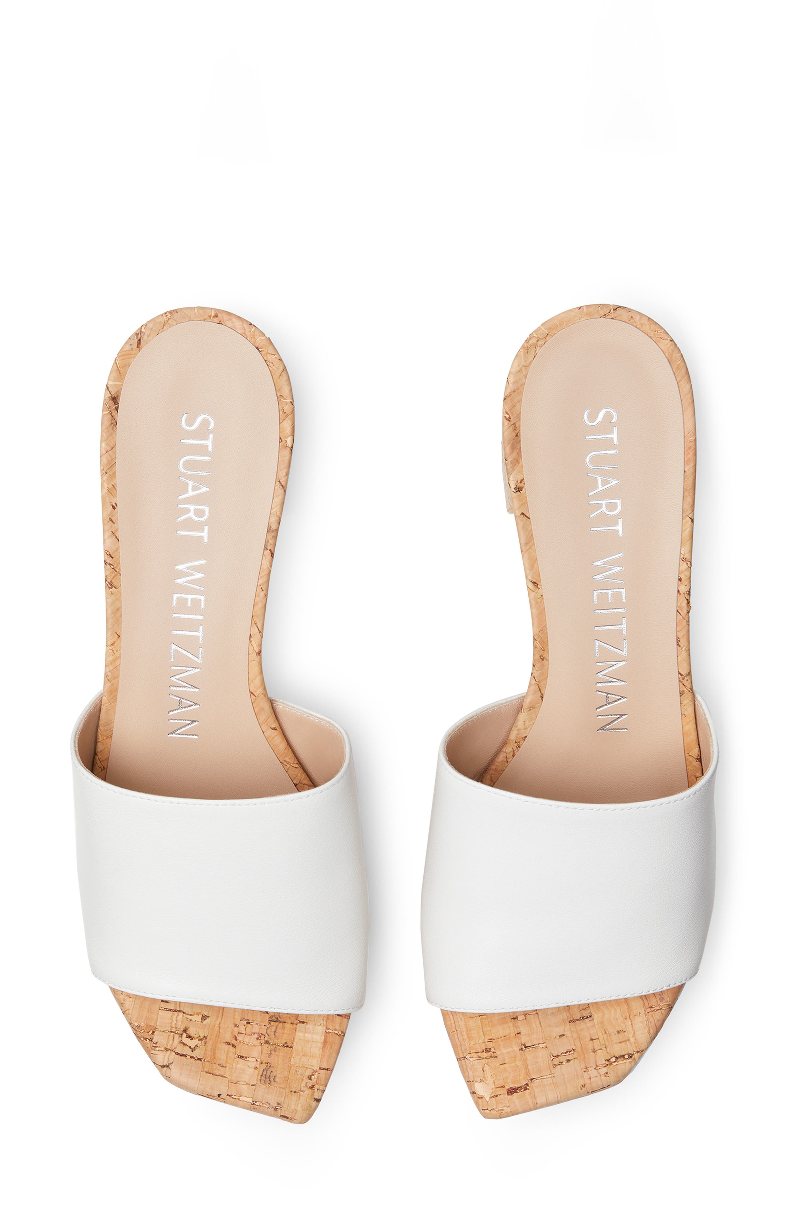 Stuart Weitzman Squarehigh Platform 95 Slide Sandal, Alternate, color, White.