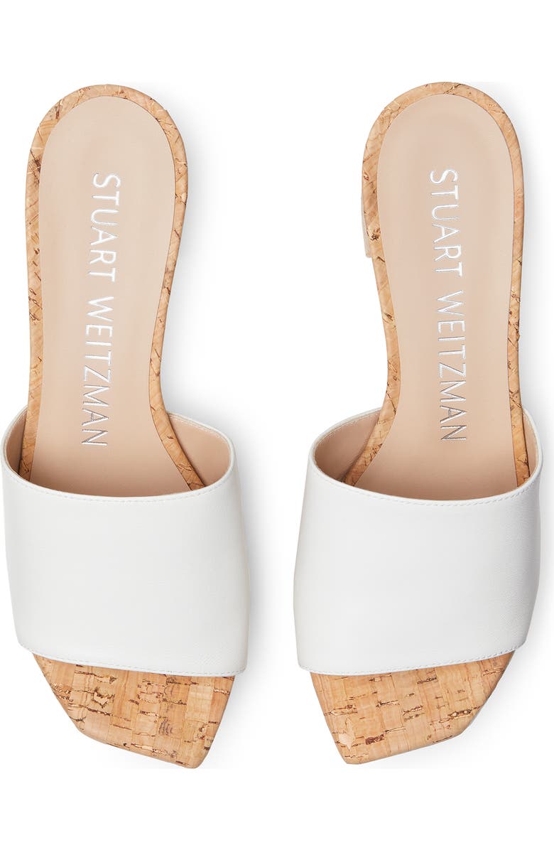 Stuart Weitzman Squarehigh Platform 95 Slide Sandal, Alternate, color, White.