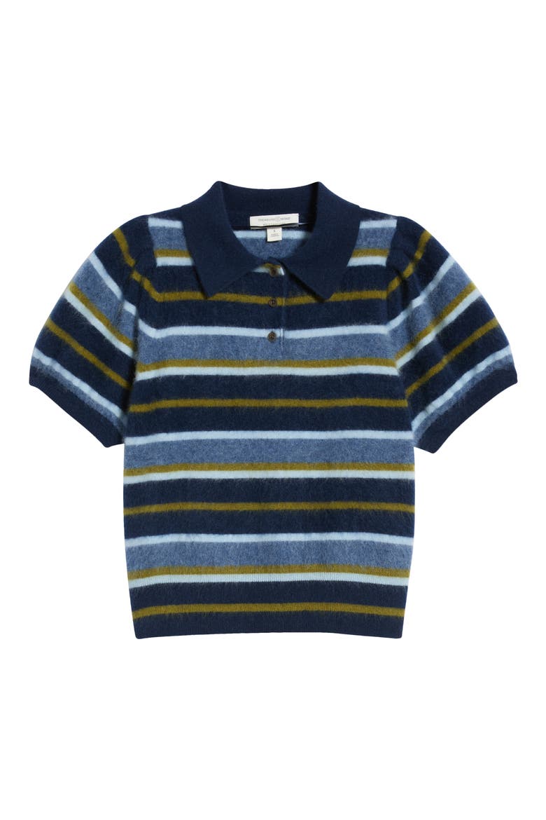 Brushed Wool & Cashmere Blend Polo Sweater, Alternate, color, BLUE MULTI STRIPE